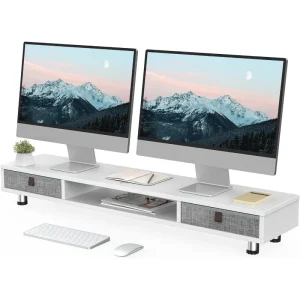 2 Monitors, Adjustable Height Computer Stand,